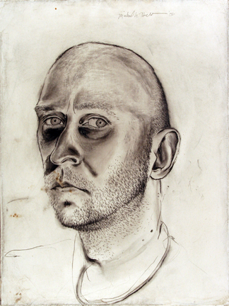 Self-Portrait drawing on prepared canvas Michael Hecht